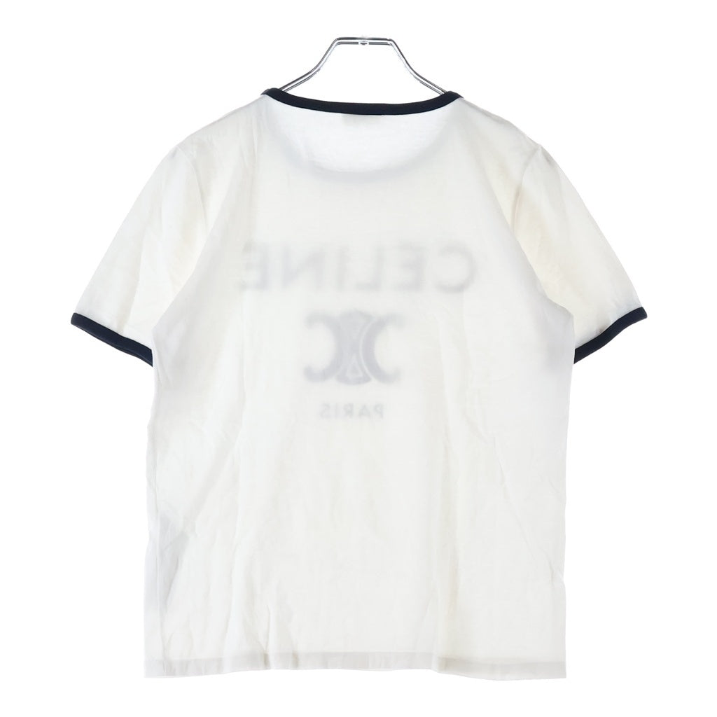 CELINE(セリーヌ) トリオンフ クラシックロゴ 半袖Tシャツ ホワイト/ブラック コットン レディース