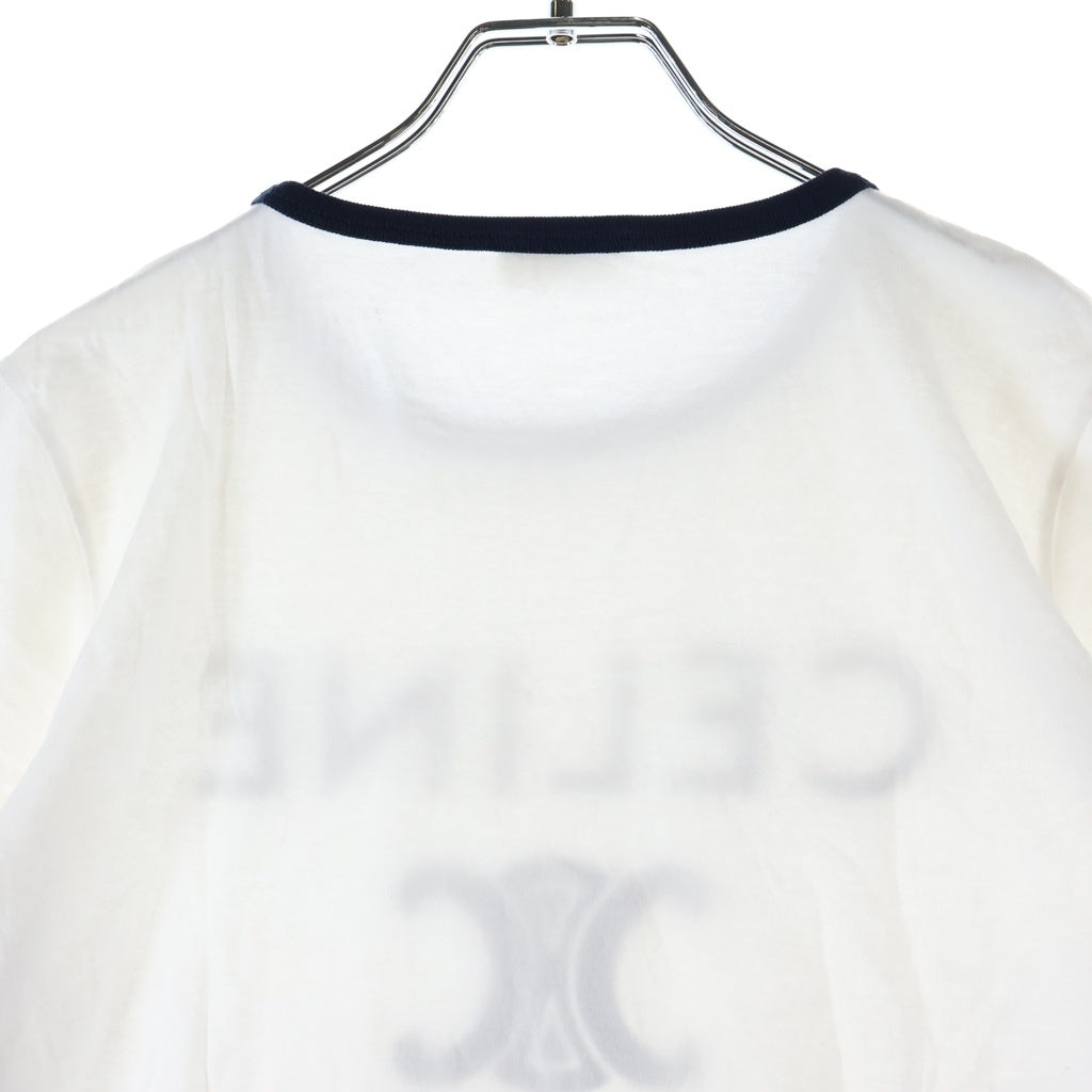 CELINE(セリーヌ) トリオンフ クラシックロゴ 半袖Tシャツ ホワイト/ブラック コットン レディース