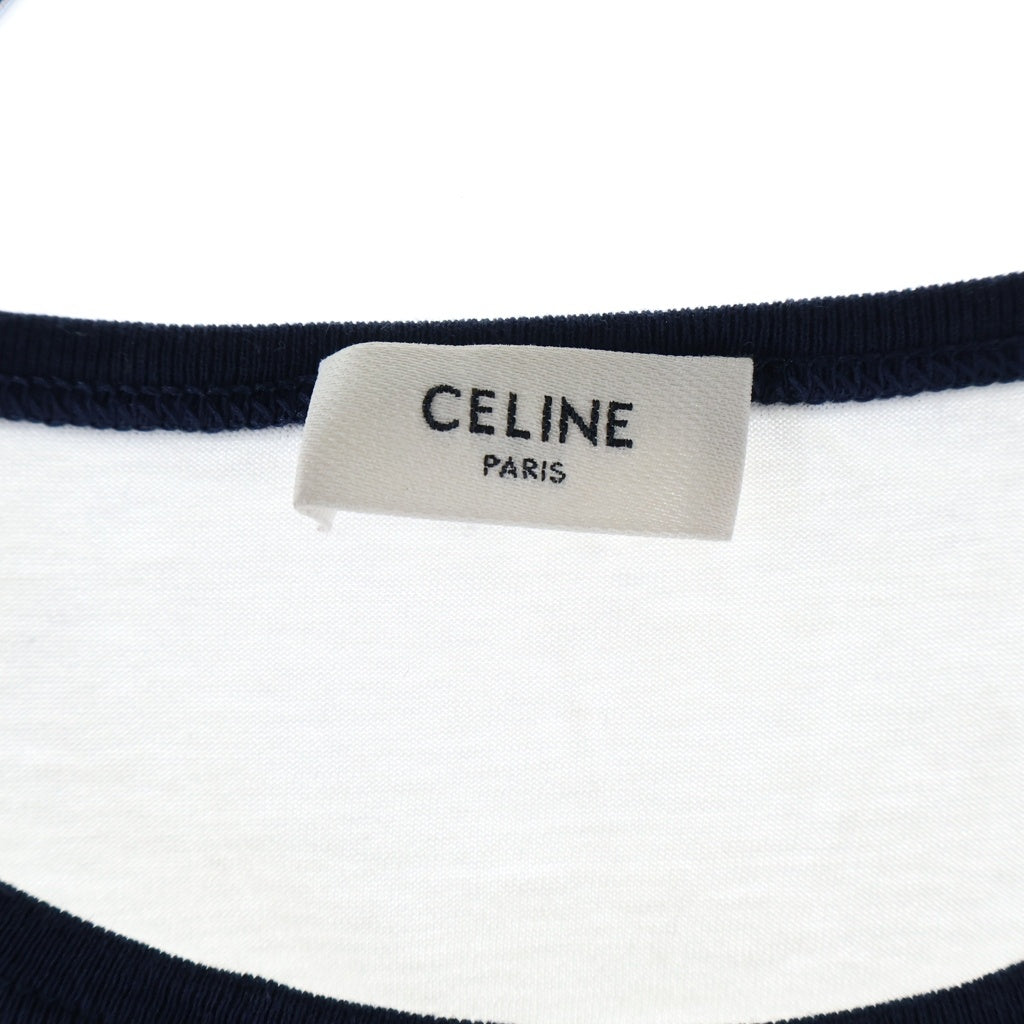 CELINE(セリーヌ) トリオンフ クラシックロゴ 半袖Tシャツ ホワイト/ブラック コットン レディース
