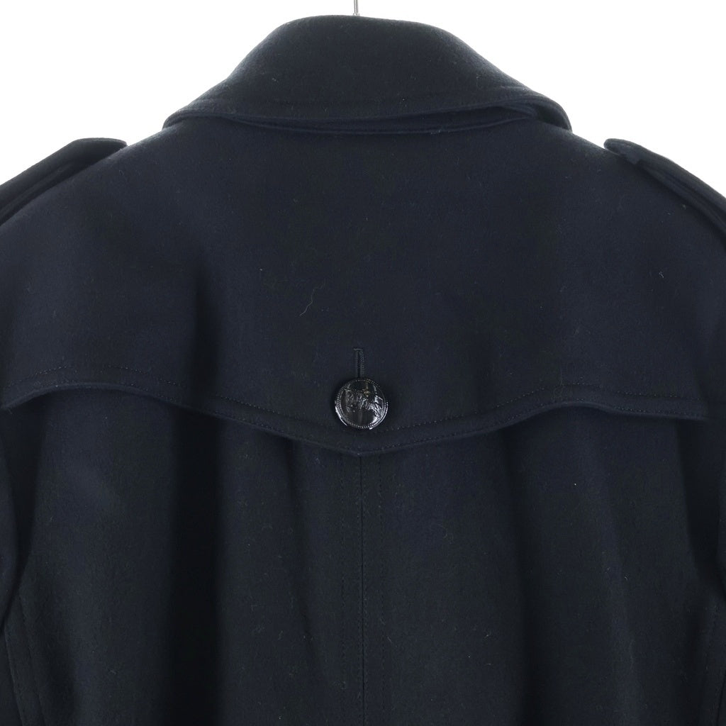 BURBERRY BLACK LABEL(バーバリー ブラックレーベル) ナポレオンコート ロゴボタン ブラック カシミヤ混ウール D1B01-200-09