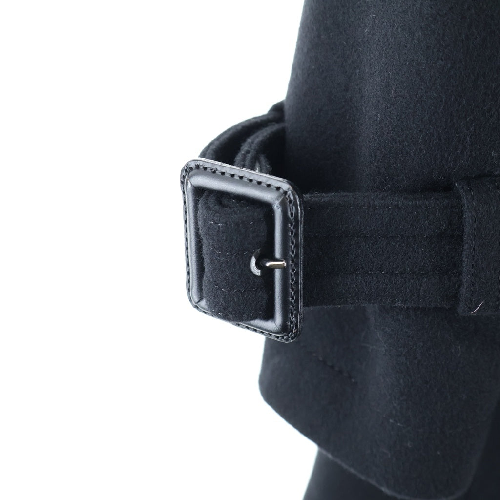 BURBERRY BLACK LABEL(バーバリー ブラックレーベル) ナポレオンコート ロゴボタン ブラック カシミヤ混ウール D1B01-200-09