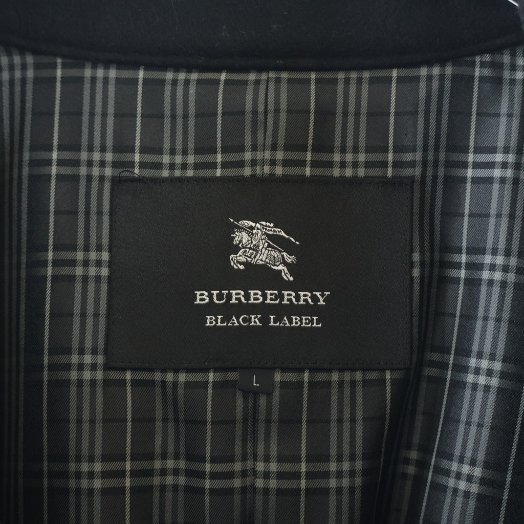 BURBERRY BLACK LABEL(バーバリー ブラックレーベル) ナポレオンコート ロゴボタン ブラック カシミヤ混ウール D1B01-200-09