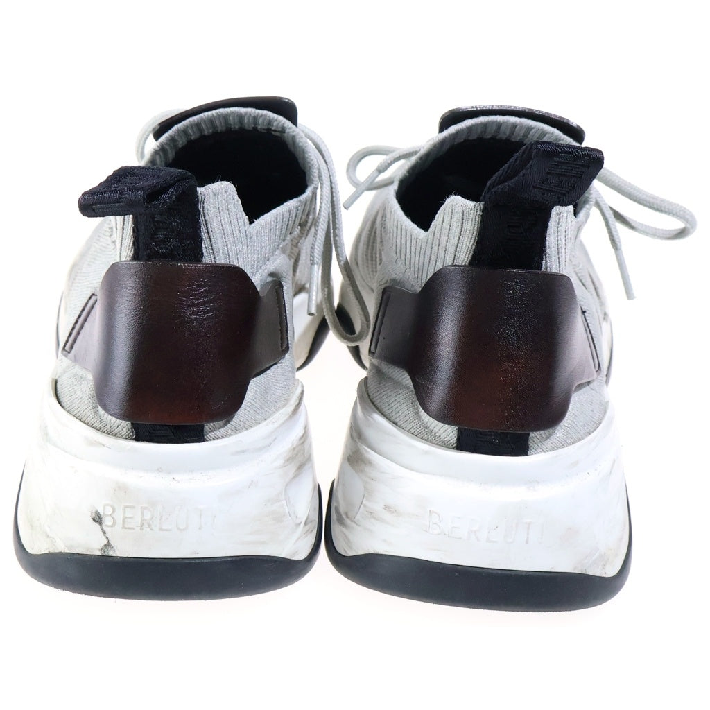 Berluti(ベルルッティ) シャドウ ニットスニーカー グレー ストレッチニット×レザー 靴