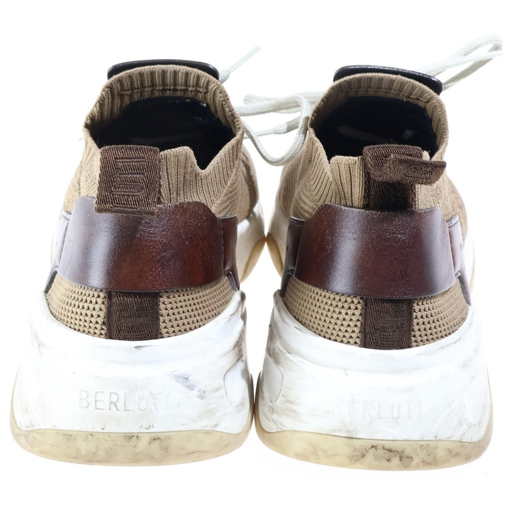 Berluti(ベルルッティ) シャドウ ニットスニーカー ブラウン ストレッチニット×レザー 靴