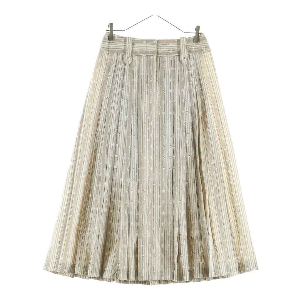 Christian Dior(クリスチャンディオール) ストライプ ロングスカート ベージュ コットン/シルク 6P12033351 レディース