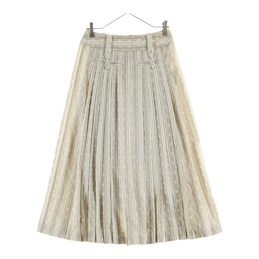 Christian Dior(クリスチャンディオール) ストライプ ロングスカート ベージュ コットン/シルク 6P12033351 レディース