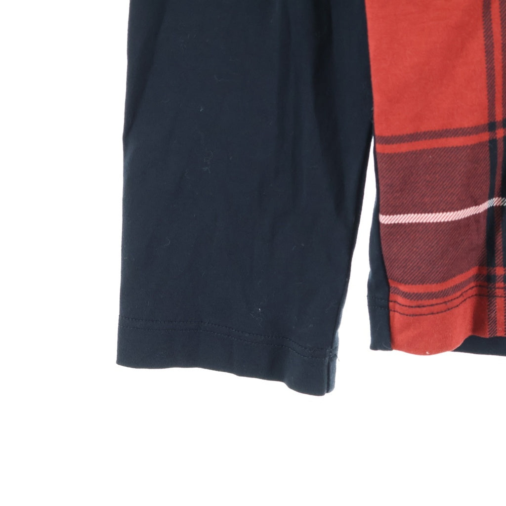 BLACK LABEL CRESTBRIDGE(ブラックレーベルクレストブリッジ) チェック柄 長袖カットソー ロングTシャツ ブラック/レッド コットン