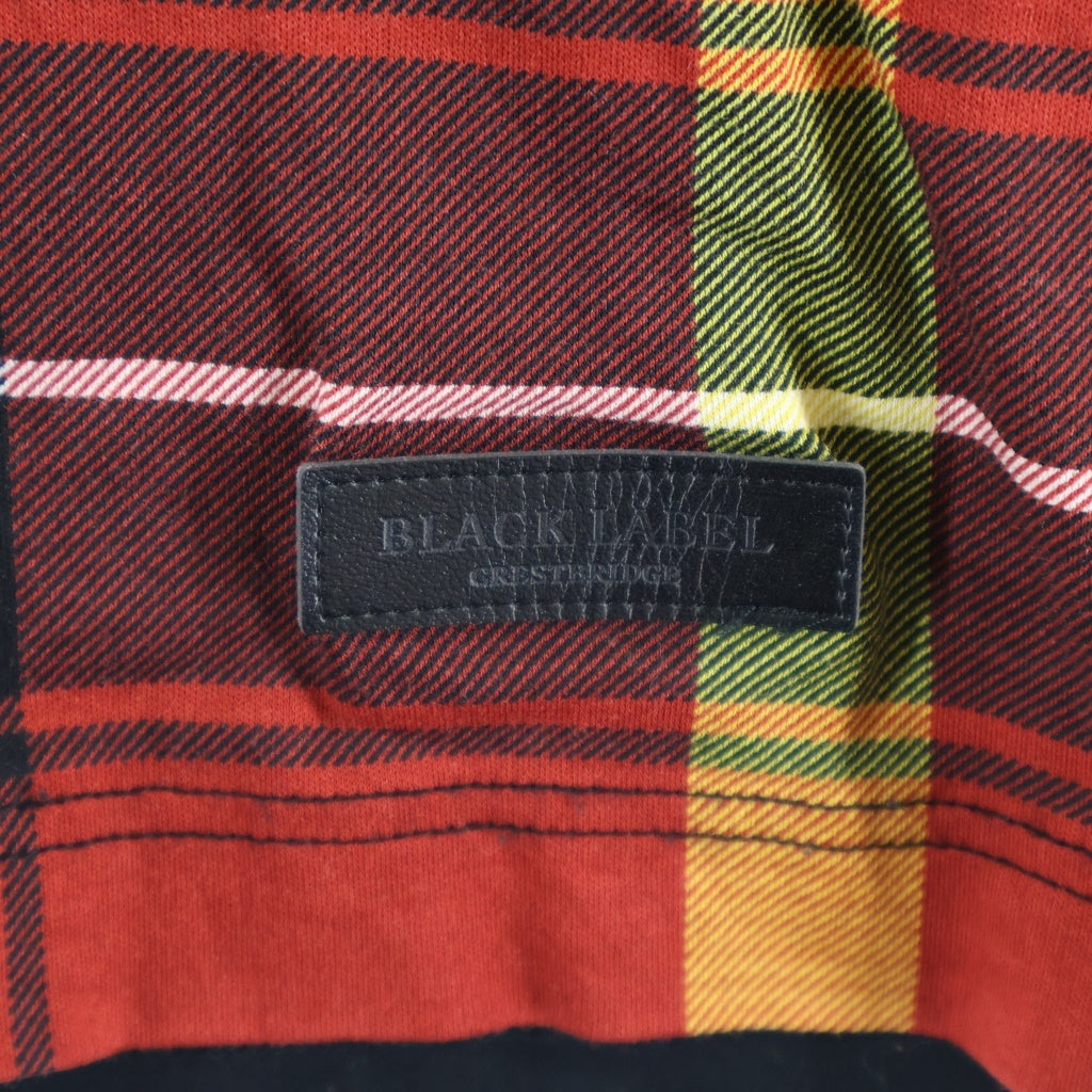 BLACK LABEL CRESTBRIDGE(ブラックレーベルクレストブリッジ) チェック柄 長袖カットソー ロングTシャツ ブラック/レッド コットン
