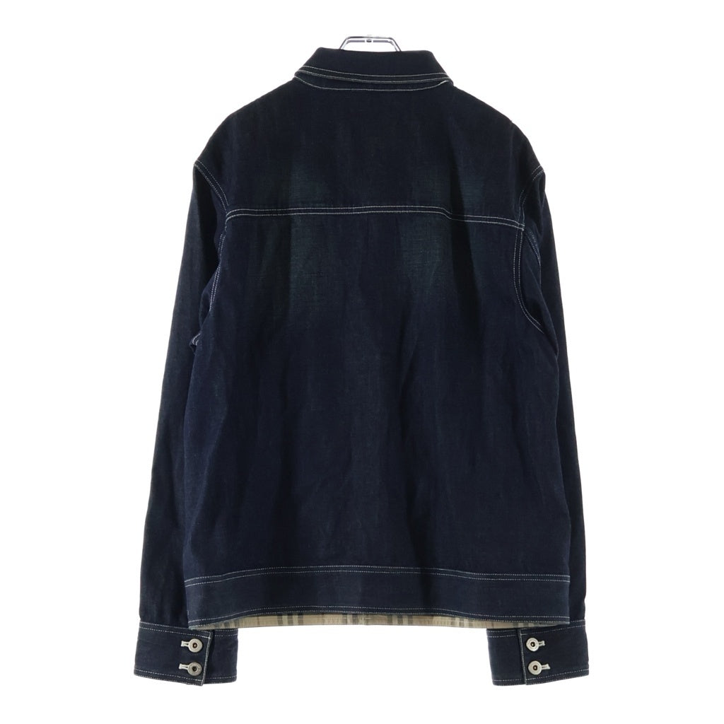 BURBERRY BLACK LABEL(バーバリー ブラックレーベル) フラワープリント デニムジャケット インディゴ ノバチェック