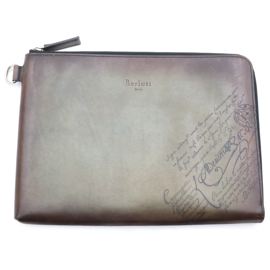 Berluti(ベルルッティ) ニノGM クラッチバッグ セカンドバッグ ポーチ カーキブラウン レザー