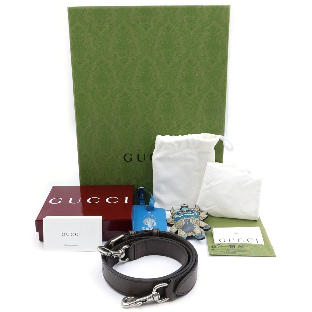 GUCCI(グッチ) GGカモフラ ミニボストン 2WAYハンドバッグ ショルダーバッグ ベージュ×ブルー PVC×レザー 854860 シルバー金具 レディース