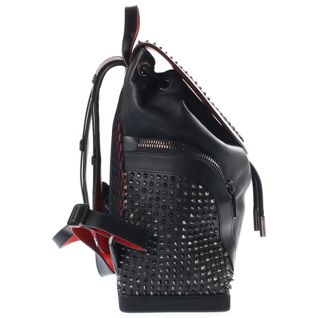 CHRISTIAN LOUBOUTIN(クリスチャンルブタン) エクスプローラーファンク スタッズバックパック リュックサック ブラック×レッド レザー シルバー金具 レディース
