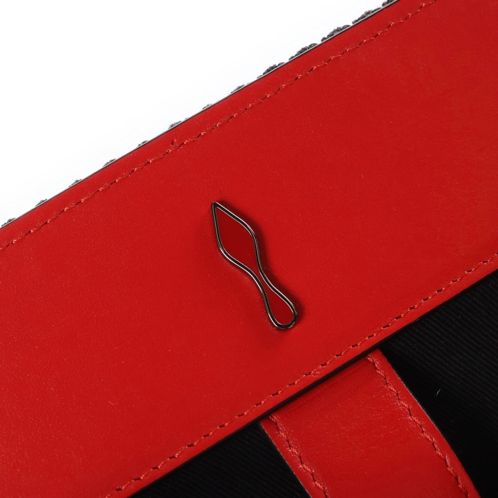 CHRISTIAN LOUBOUTIN(クリスチャンルブタン) エクスプローラーファンク スタッズバックパック リュックサック ブラック×レッド レザー シルバー金具 レディース