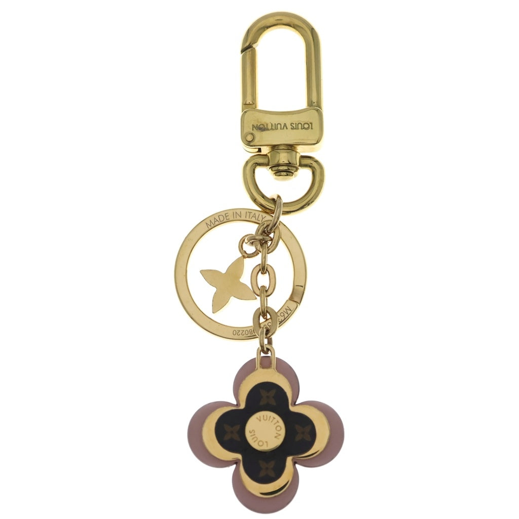 LOUIS VUITTON(ルイヴィトン) ポルトクレ ブルーミング フラワーBB バッグチャーム キーホルダー キーリング ゴールド×ブラウン×ピンク M63085 レディース