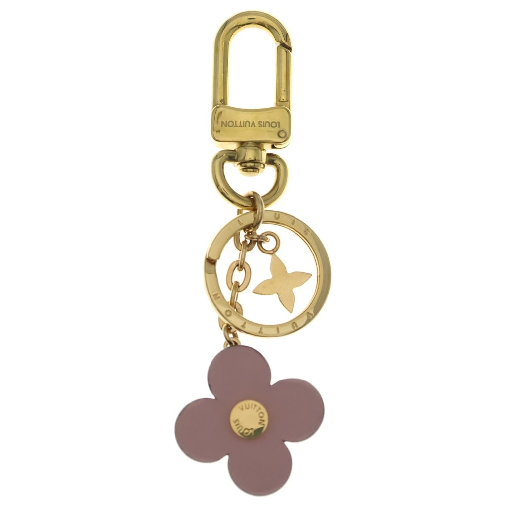 LOUIS VUITTON(ルイヴィトン) ポルトクレ ブルーミング フラワーBB バッグチャーム キーホルダー キーリング ゴールド×ブラウン×ピンク M63085 レディース