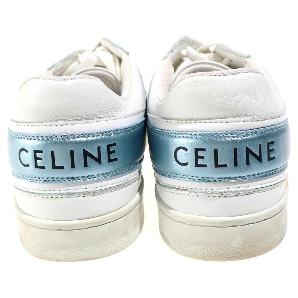 CELINE(セリーヌ) ロゴローカットスニーカー ホワイト×ライトブルー #37 レディース
