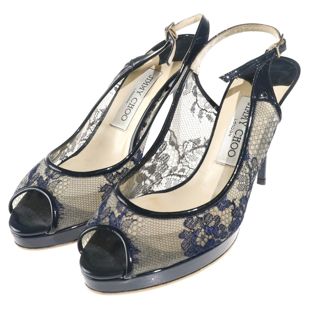JIMMY CHOO(ジミーチュウ) レース ハイヒールパンプス ネイビー #37 1/2 レディース