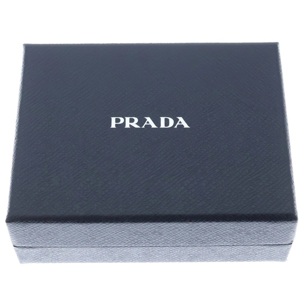 PRADA(プラダ) ロゴプレート 二つ折り財布 コンパクトウォレット サフィアーノレザー ブラック 1MV021