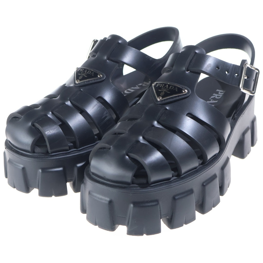 PRADA(プラダ) モノリス トライアングルロゴ ラバーサンダル ブラック 1X853M レディース