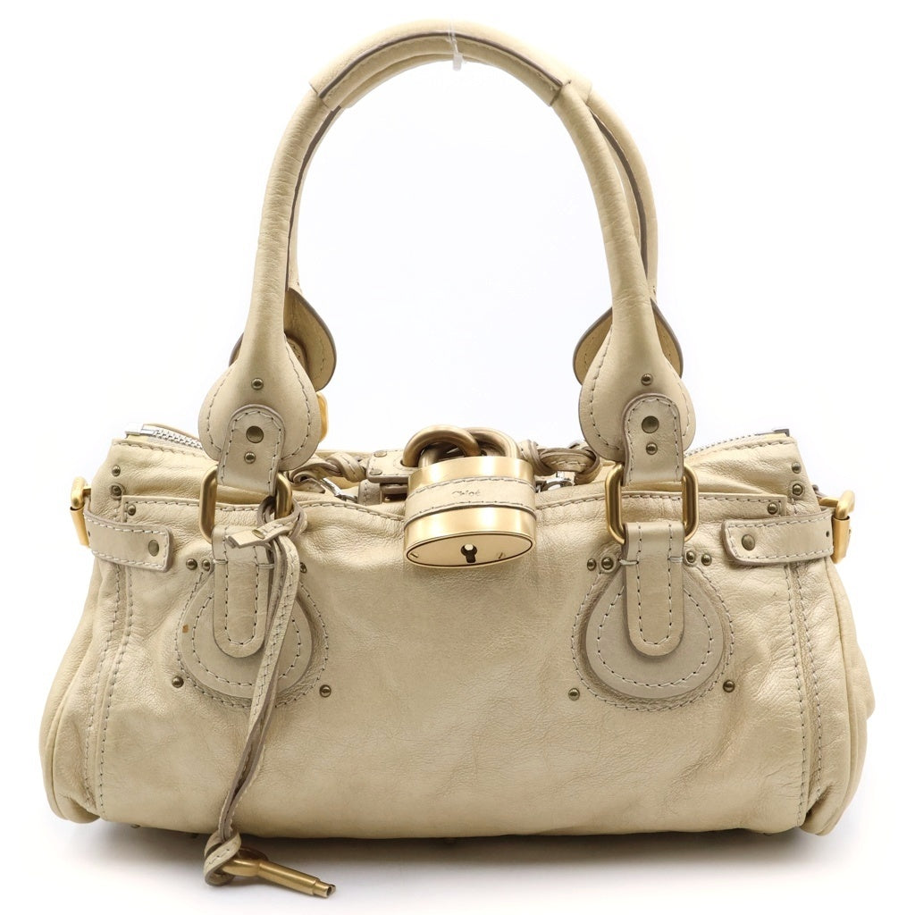 Chloe(クロエ) パディントン ハンドバッグ ミディアム ボストンバッグ ゴールド レザー シルバー金具 レディース