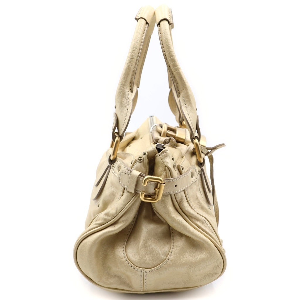 Chloe(クロエ) パディントン ハンドバッグ ミディアム ボストンバッグ ゴールド レザー シルバー金具 レディース