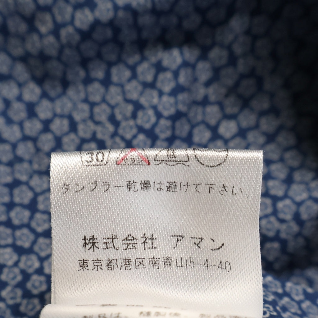 Finamore(フィナモレ) 小花柄 フラワープリント 長袖コットンシャツ ブルー