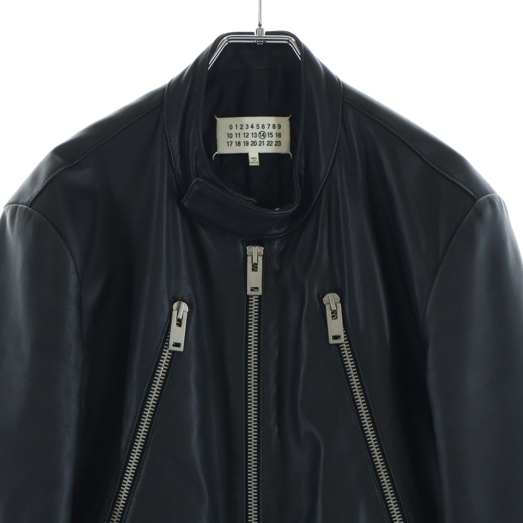 Maison Margiela(メゾンマルジェラ) 16AW 5ZIP LEATHRE RIDERS JACKET 八の字 レザー シングル ライダース ジャケット ブラック S50AM0268 SX9858