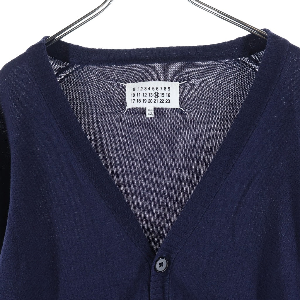 Maison Margiela(メゾンマルジェラ) 14番 エルボーパッチ コットンウール ニットカーディガン ネイビー 50HA066215666