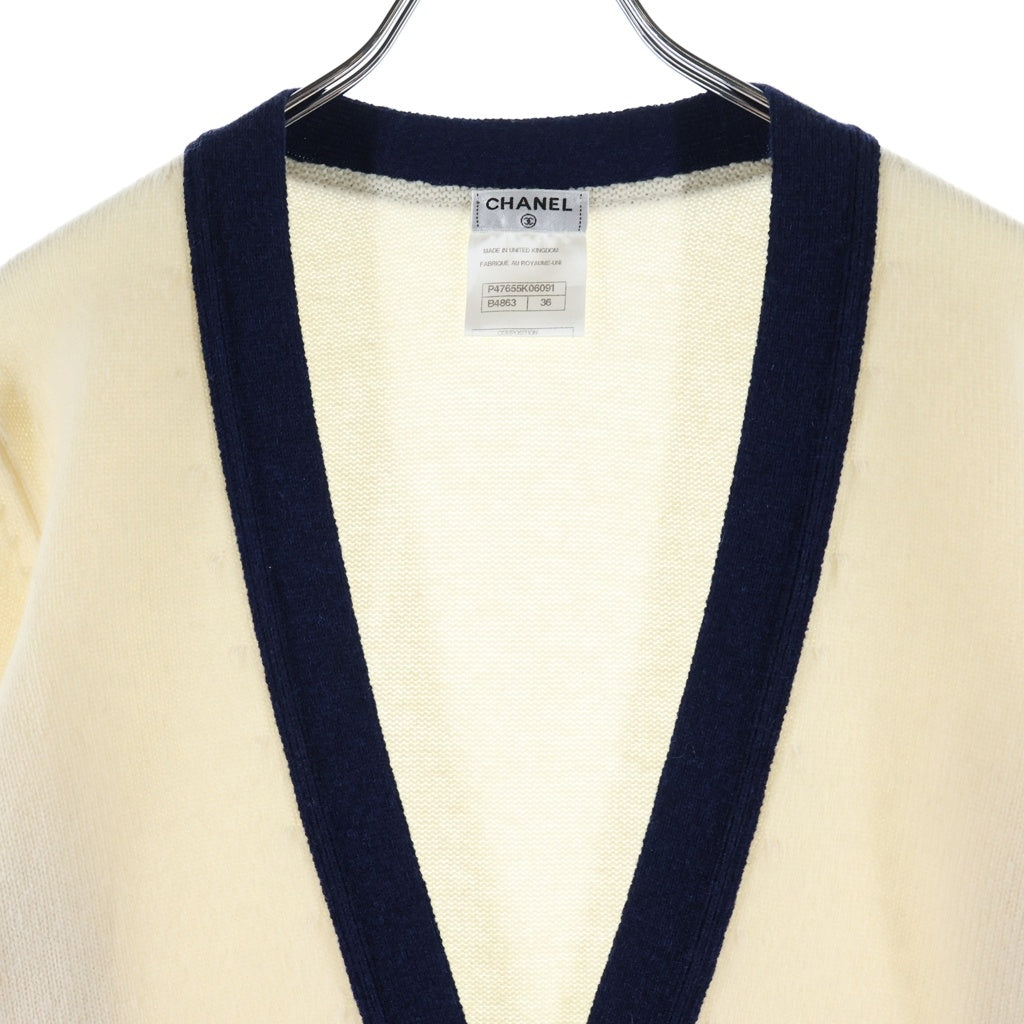 CHANEL(シャネル) ココマーク ボタン ロング カーディガン カシミヤ アイボリー/ネイビー P47655K06091 レディース