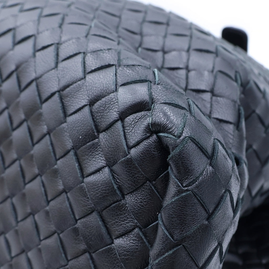 BOTTEGA VENETA(ボッテガヴェネタ) イントレチャート ローマ ハンドバッグ ボストンバッグ ブラック レザー ゴールド金具