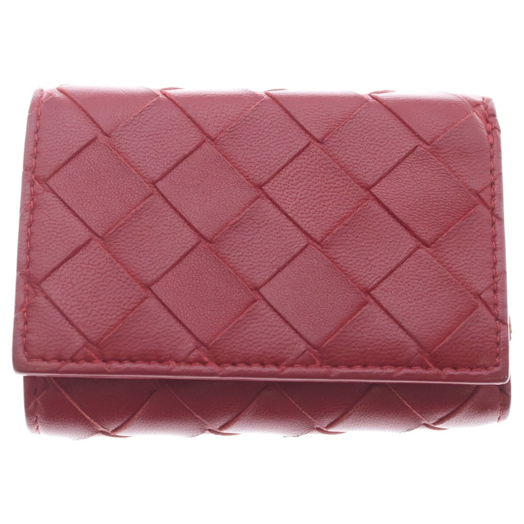 BOTTEGA VENETA(ボッテガヴェネタ) イントレチャート 三つ折り財布 コンパクトウォレット レザー レッド レディース
