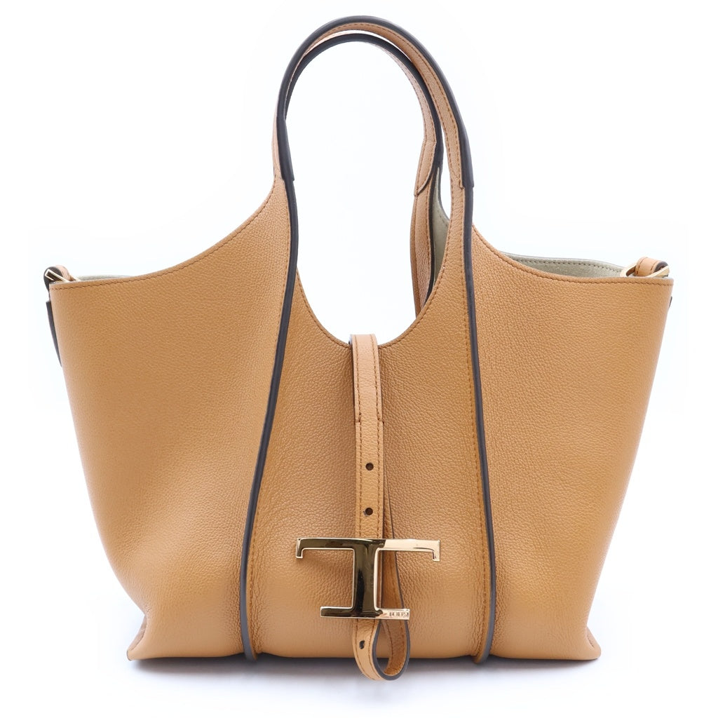TOD'S(トッズ) Tタイムレス 2way ハンドバッグ レザー ブラウン レディース