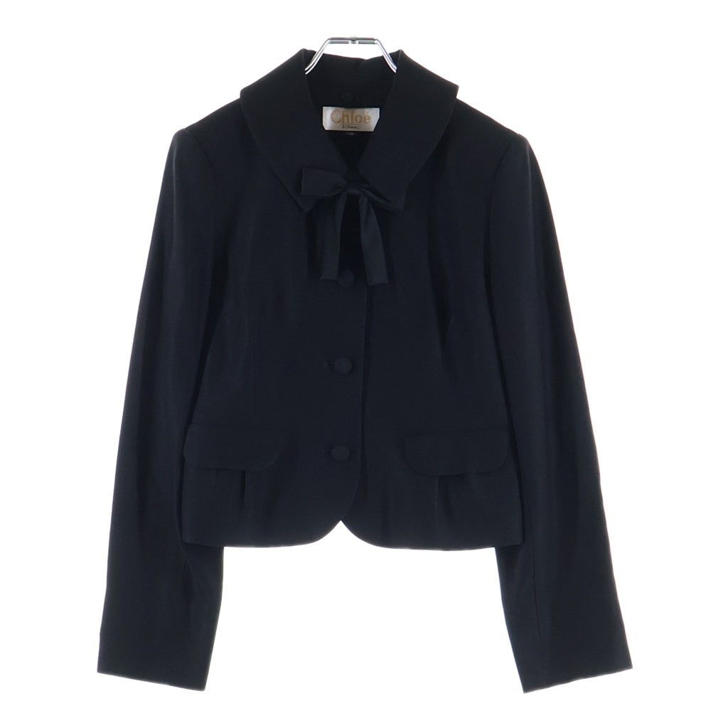 Chloe(クロエ) FORMALライン リボンデザイン ジャケット 襟取り外し可 ブラック 1438063-01 レディース