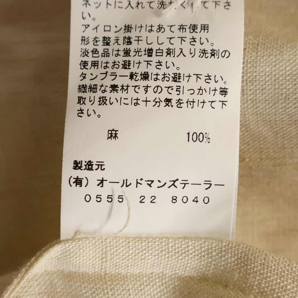 R&D.M.Co-(オールドマンズテラー) リネン ロング丈 長袖ワンピース ドレス ハーフボタン プリーツ ベージュ レディース