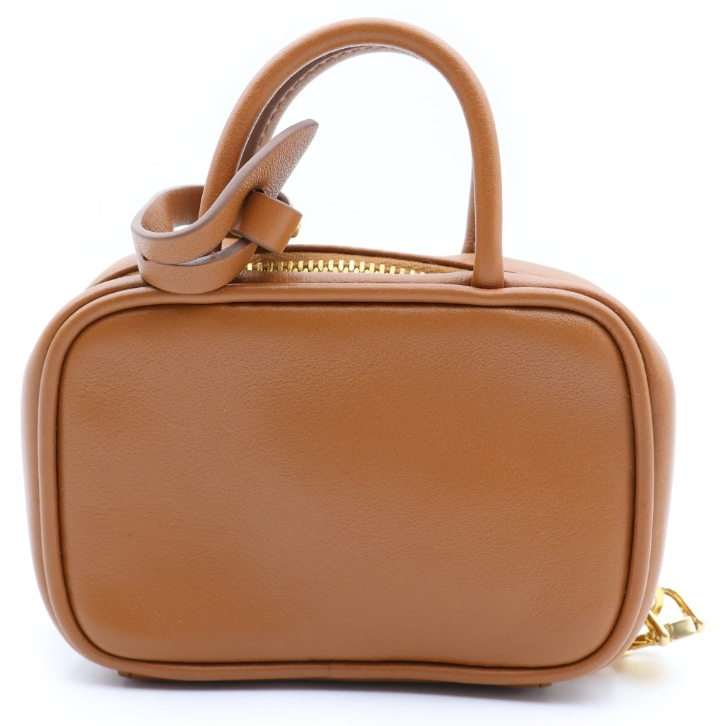 miumiu(ミュウミュウ) BEAU LEATHER MICRO-BAG ボー ロゴエンボス加工 マイクロバック レザーバッグチャーム キーホルダー ブラウン 5NR036 2F8W F0046 レディース