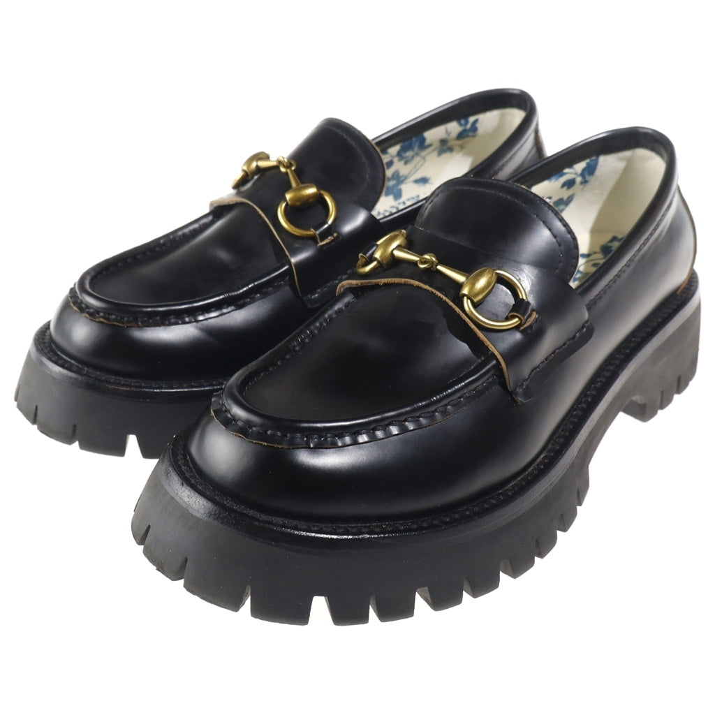 GUCCI(グッチ) ホースビット ローファー シューズ 革靴 レザー プラットフォーム ブラック 583346 レディース
