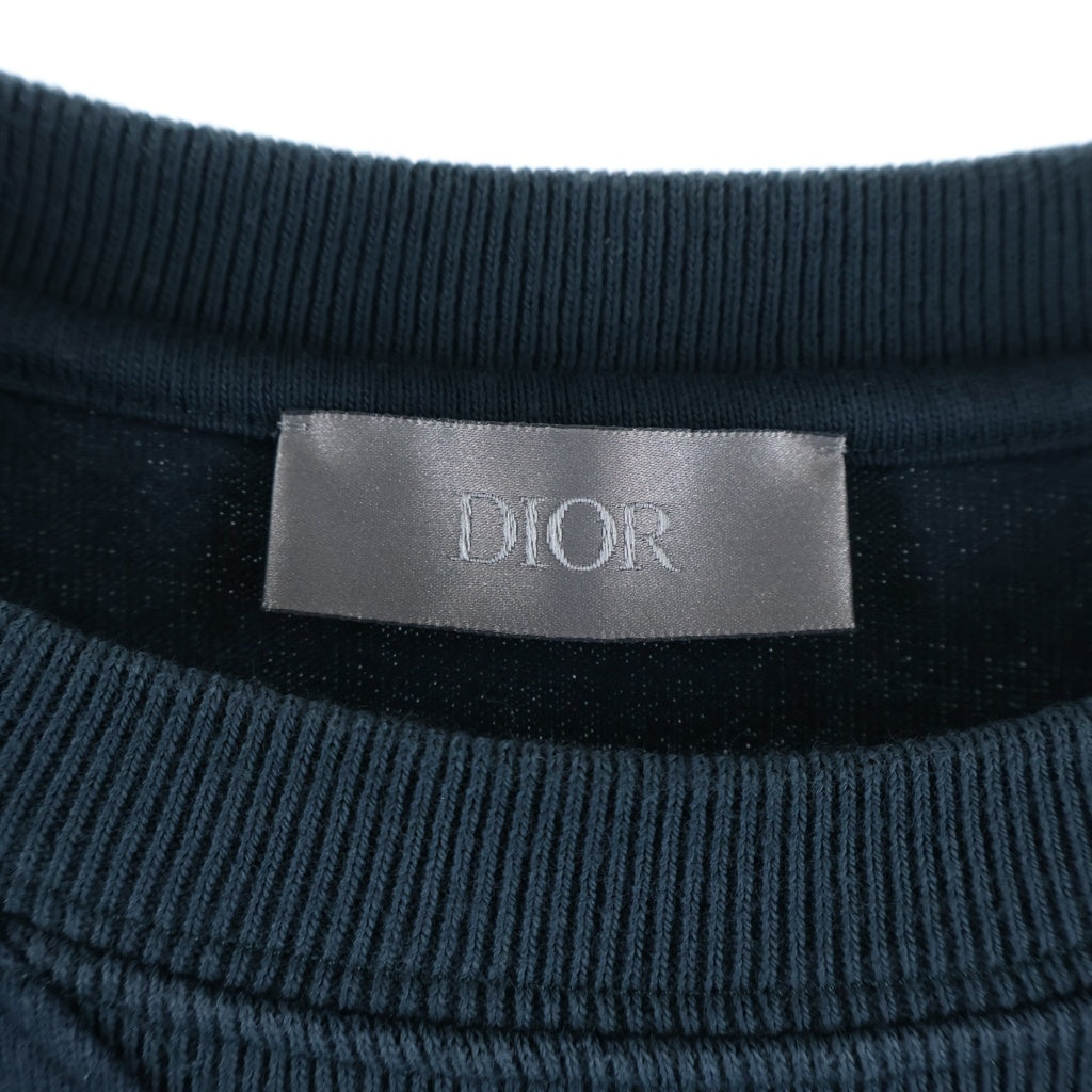 DIOR(ディオール) ケニーシャーフ ロゴ刺繍 オーバーサイズ半袖Tシャツ カットソー グリーン/ホワイト 193J646A055