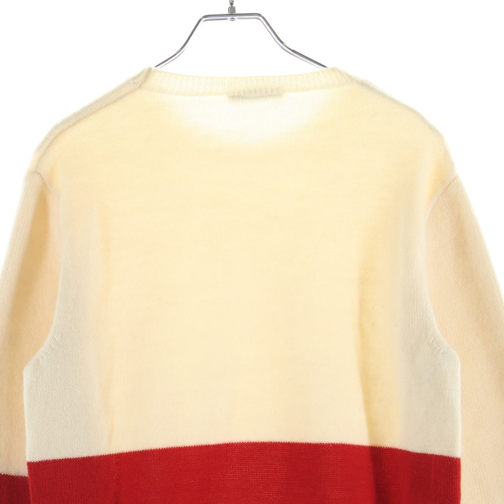VALENTINO(ヴァレンティノ) 袖VLTNロゴ ラインデザイン長袖ニット セーター ウール ベージュ/レッド WV3KC15K7HN レディース