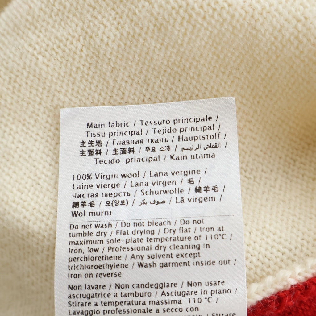 VALENTINO(ヴァレンティノ) 袖VLTNロゴ ラインデザイン長袖ニット セーター ウール ベージュ/レッド WV3KC15K7HN レディース
