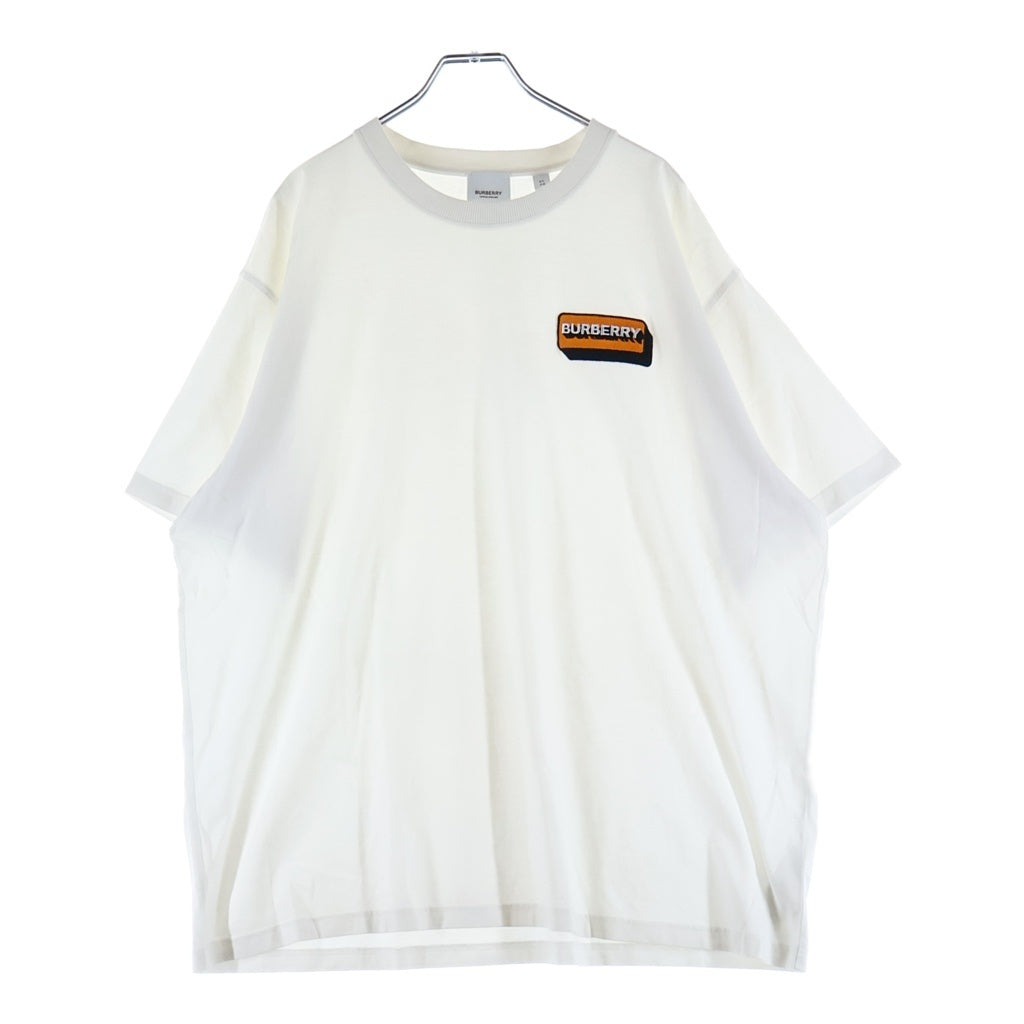 BURBERRY(バーバリー) ロゴ アップリケ コットン半袖Tシャツ カットソー ホワイト 8058093