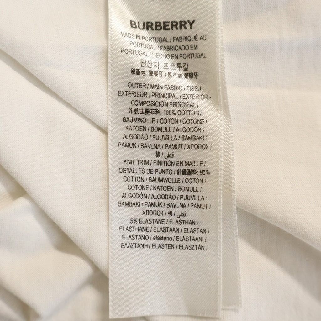 BURBERRY(バーバリー) ロゴ アップリケ コットン半袖Tシャツ カットソー ホワイト 8058093