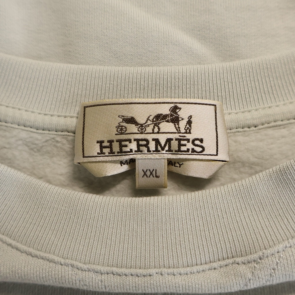 HERMES(エルメス) ランH 袖ラインロゴ 長袖スウェット トレーナー グレー系