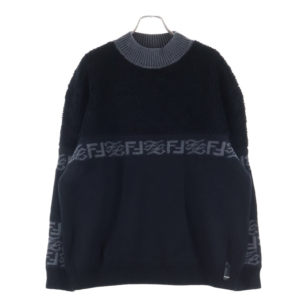 FENDI(フェンディ) FFロゴ ボア切り替え ハイネックミドルゲージニット ブラック FZY310