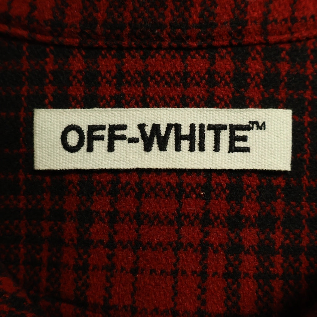 OFF-WHITE(オフホワイト) バックプリント チェック総柄 フランネル 長袖シャツ レッド