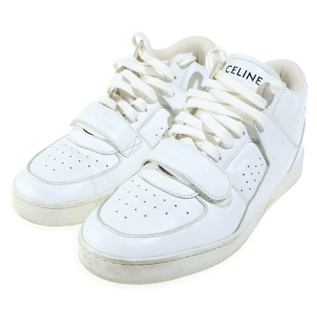CELINE(セリーヌ) ベルクロストラップ ミッドスニーカー ホワイト レザー 靴 CT-02 レディース