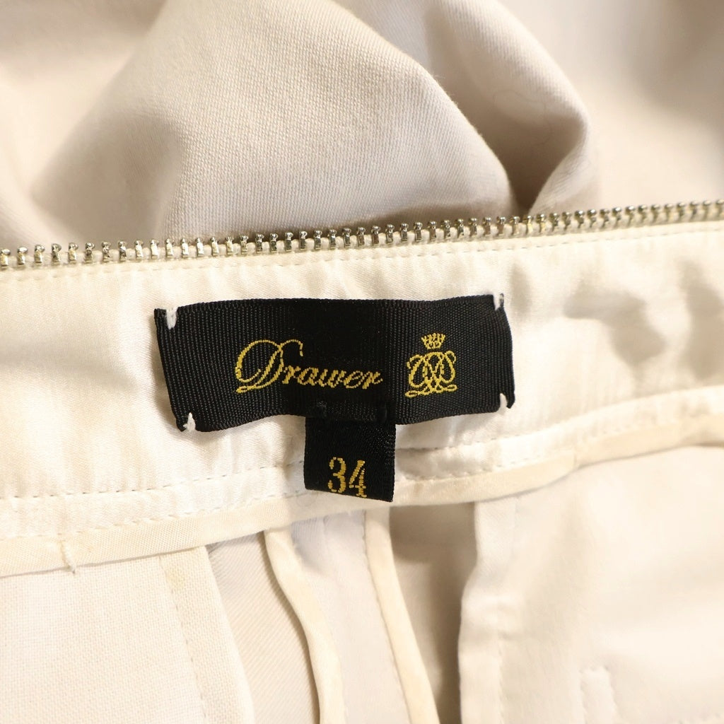 DRAWER(ドゥロワー) ストレッチ スキニー テーパード クロップド パンツ ジップ付き コットン ホワイト 6514ー236ー0427 レディース