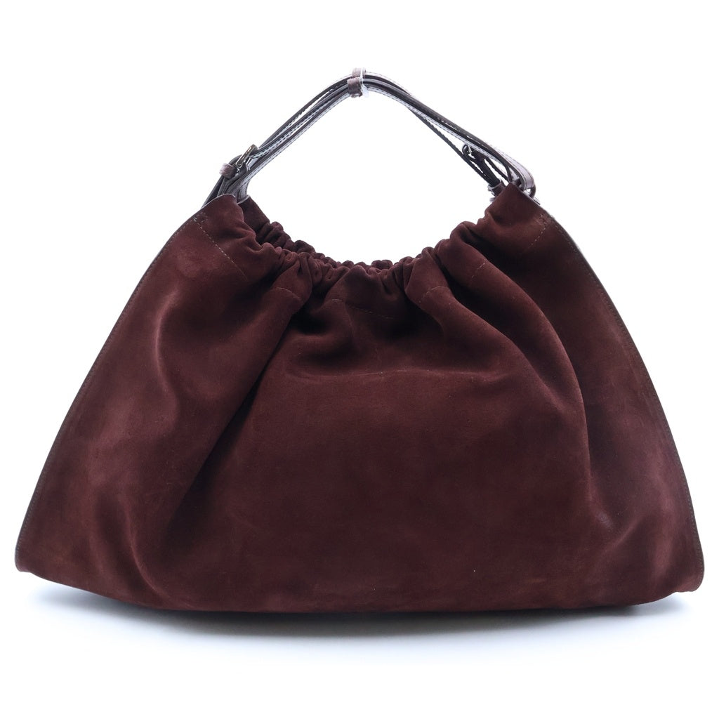 GUCCI(グッチ) スエード ハンドバッグ トートバッグ ブラウン ボルドー レザー 76554 シルバー金具 レディース