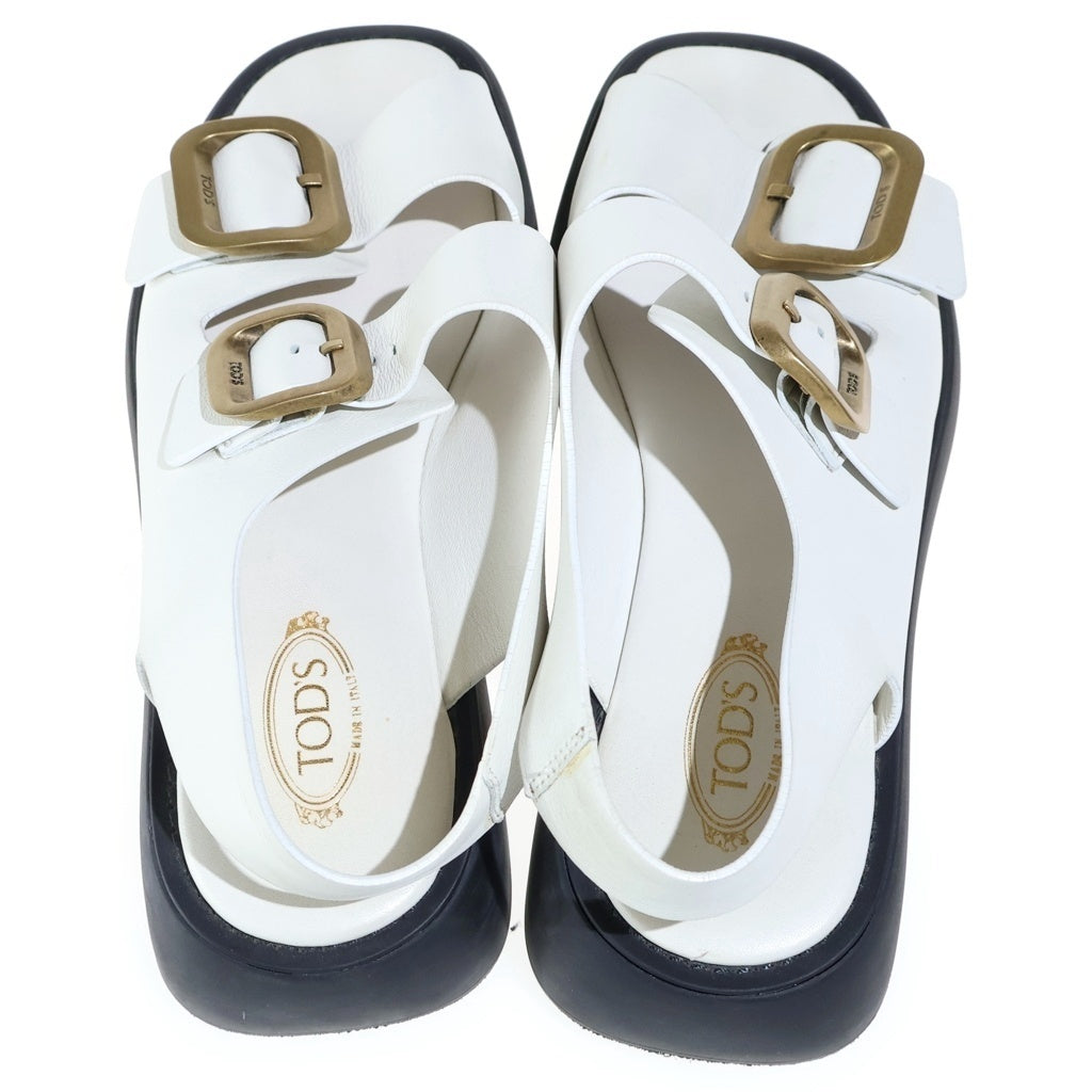 TOD'S(トッズ) ダブル ベルト サンダル レザー ホワイト レディース