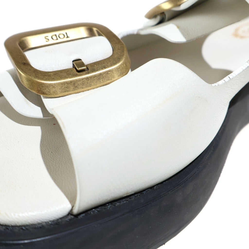 TOD'S(トッズ) ダブル ベルト サンダル レザー ホワイト レディース