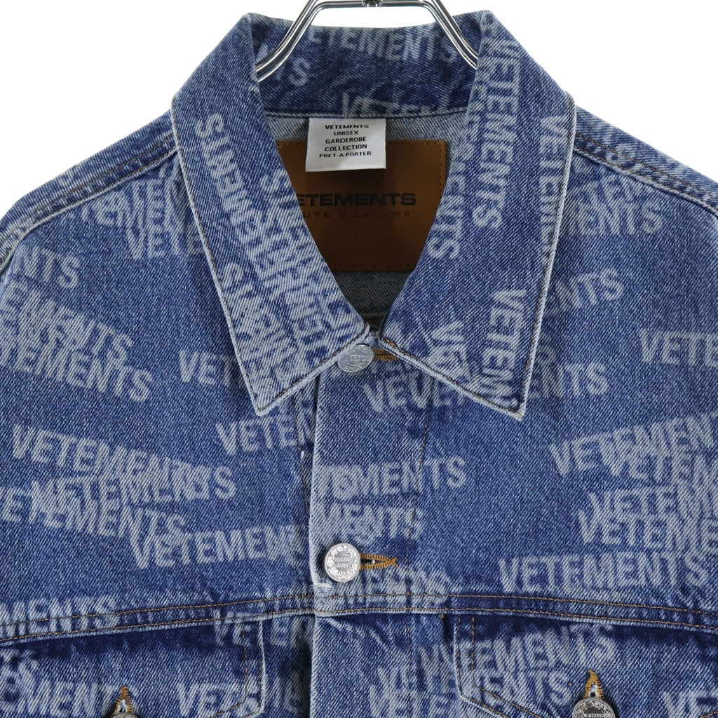 VETEMENTS(ヴェトモン) スタンプ ロゴ デニム ジャケット アウター Gジャン インディゴ